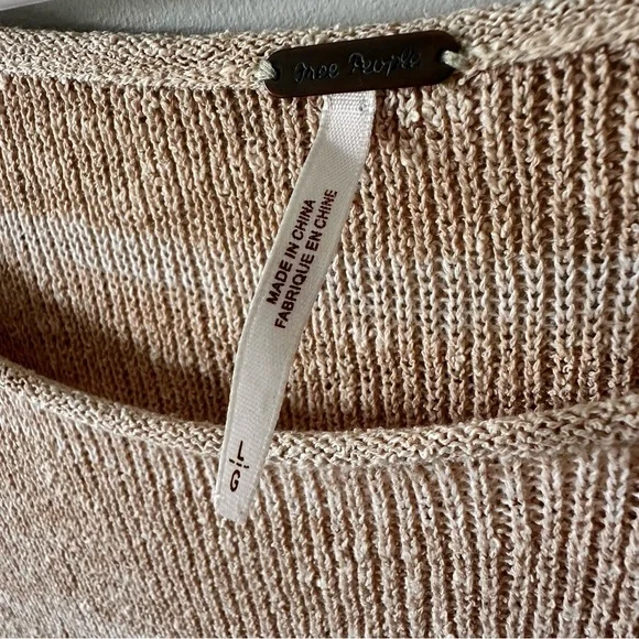 Free People Shipping News Oversized Tunic Sweater Women L Beige Tan Cozy Beachy - Picture 9 of 15